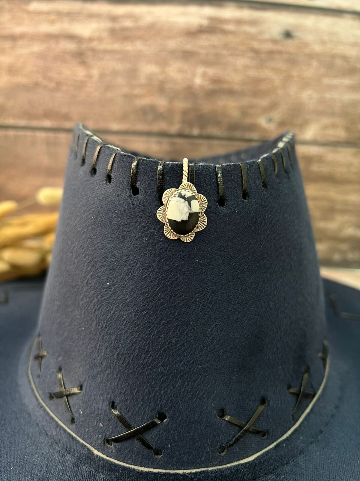 Handmade Sterling Silver White Buffalo Hat Pin "Signed Nizhoni"