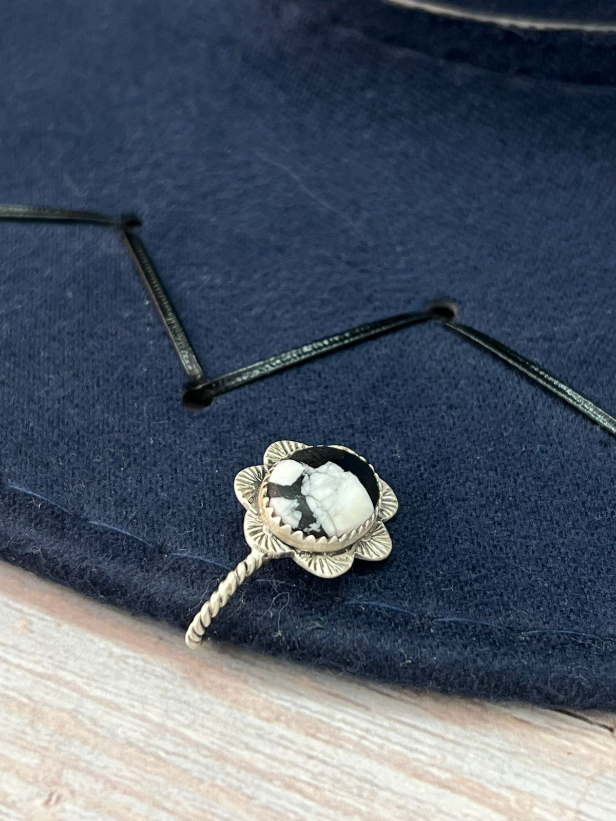 Handmade Sterling Silver White Buffalo Hat Pin "Signed Nizhoni"