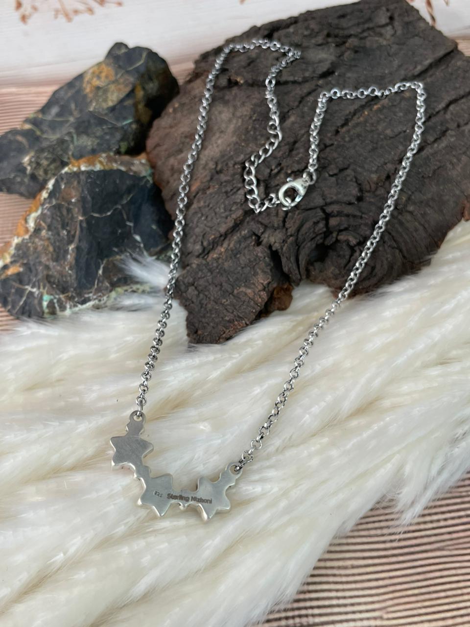 Handmade Sterling Silver 4th Of July Collection: Rosarita with Lapis and White Buffalo Star Necklace "Signed Nizhoni"