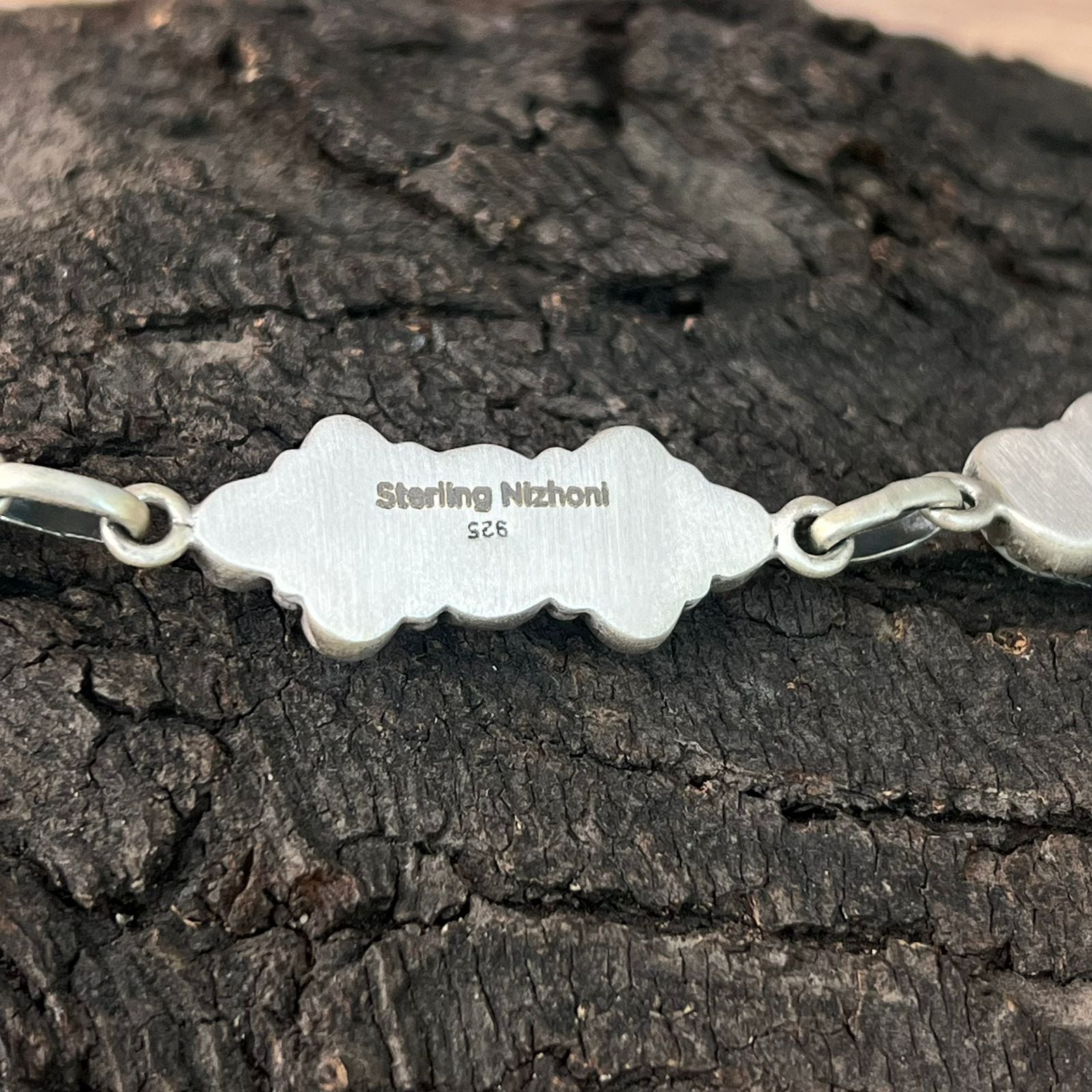 Handmade Sterling Silver 4th Of July Collection: Coral with Lapis and White Buffalo Bracelet "Signed Nizhoni"