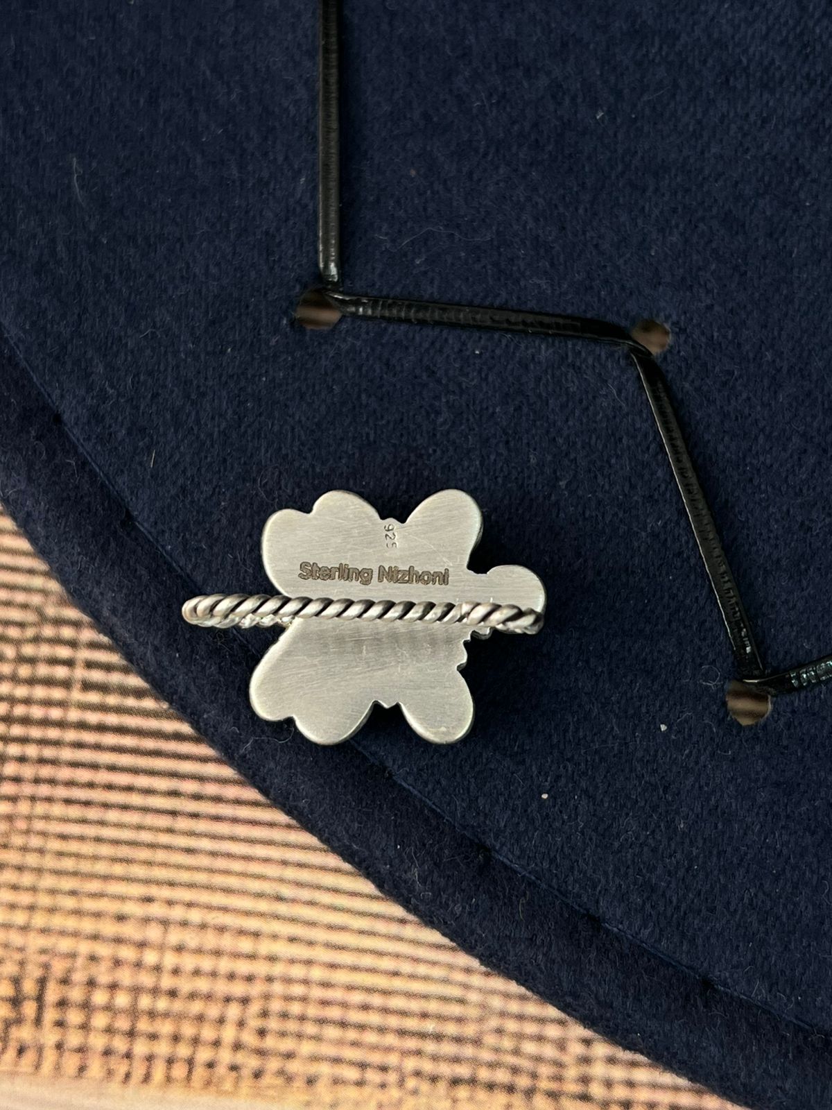 Handmade Sterling Silver 4th Of July Collection: Coral with Lapis and White Buffalo Butterfly  Hat Pin "Signed Nizhoni"