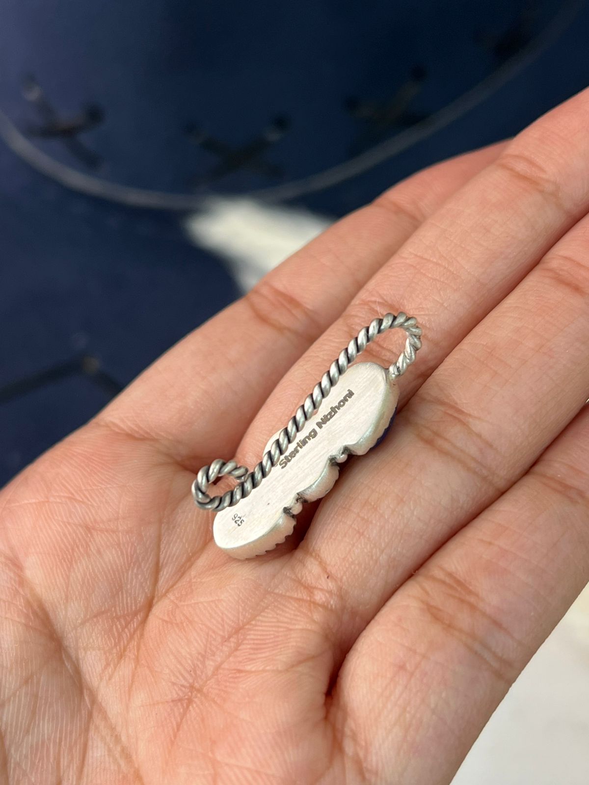 Handmade Sterling Silver 4th Of July Collection: Coral with Lapis and White Buffalo Hat Pin "Signed Nizhoni"
