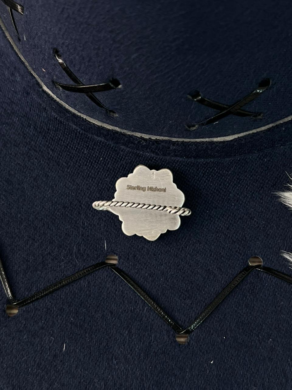 Handmade Sterling Silver 4th Of July Collection: Coral with Lapis and White Buffalo Hat Pin "Signed Nizhoni"