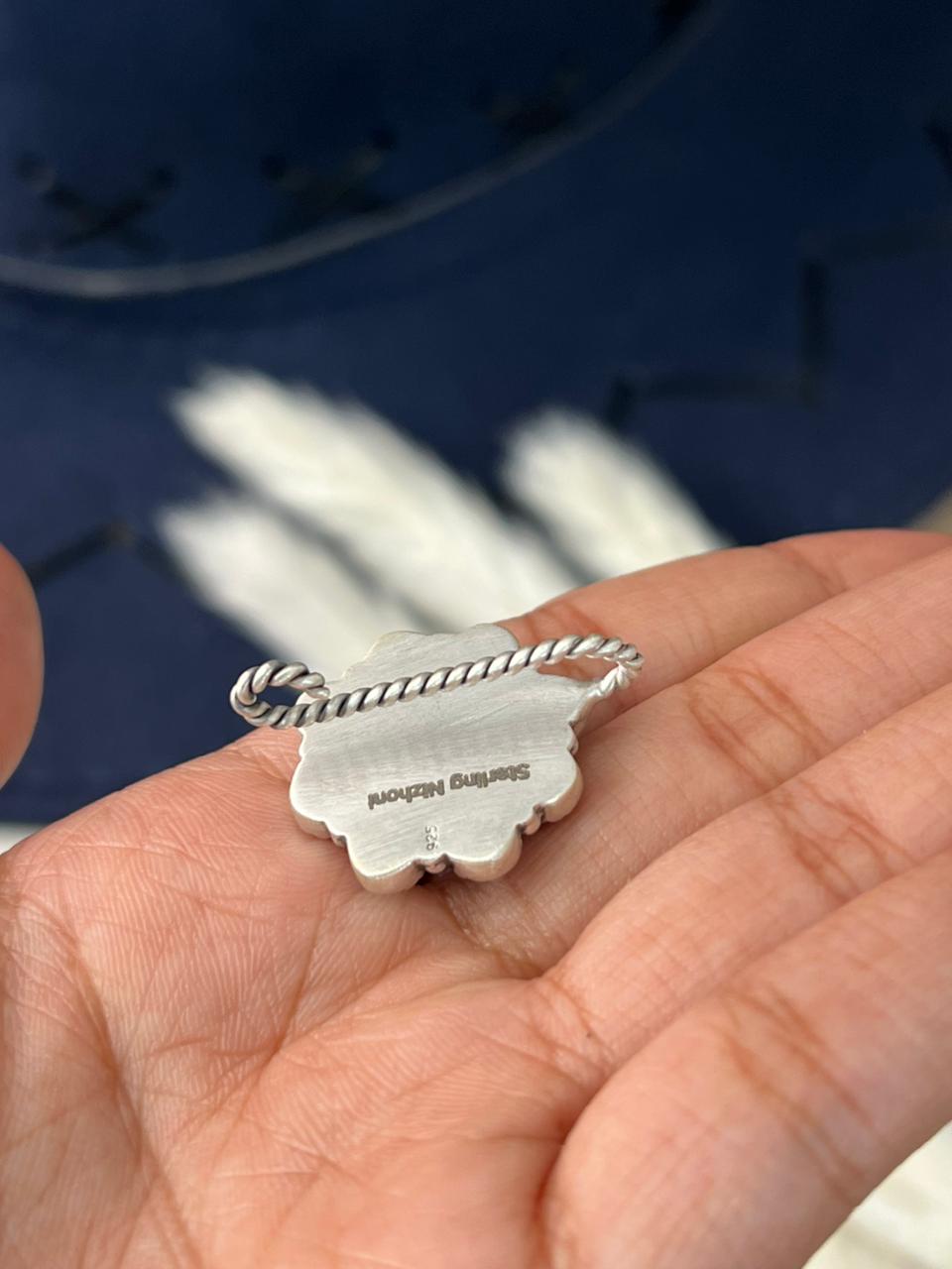 Handmade Sterling Silver 4th Of July Collection: Coral with Lapis and White Buffalo Hat Pin "Signed Nizhoni"