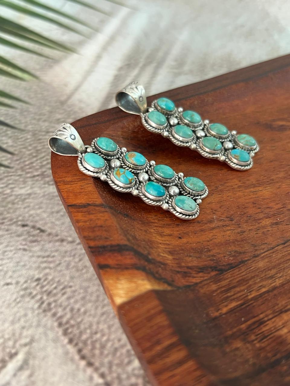Handmade Sterling Silver Kingman Turquoise Pendant "Signed Nizhoni"