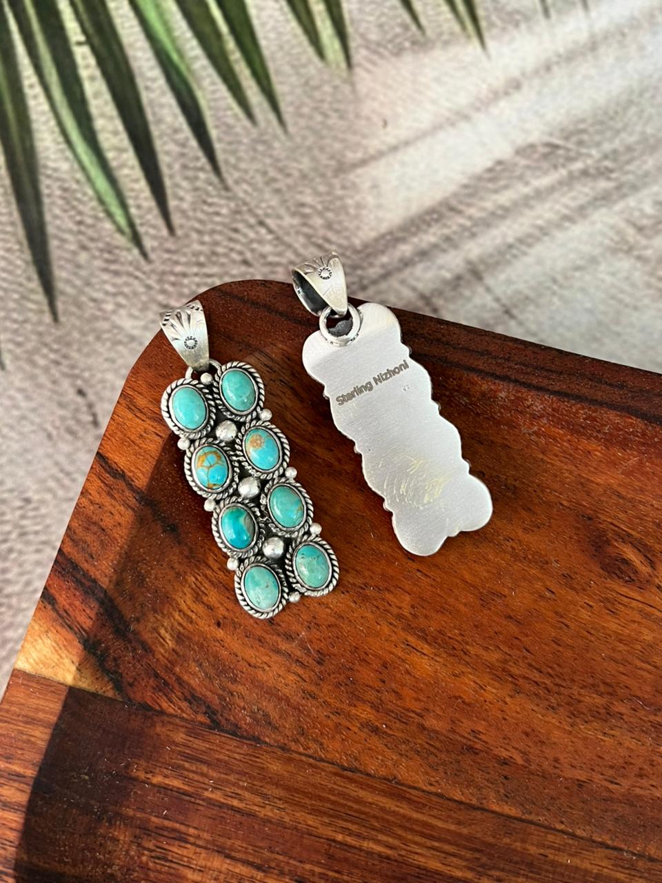 Handmade Sterling Silver Kingman Turquoise Pendant "Signed Nizhoni"