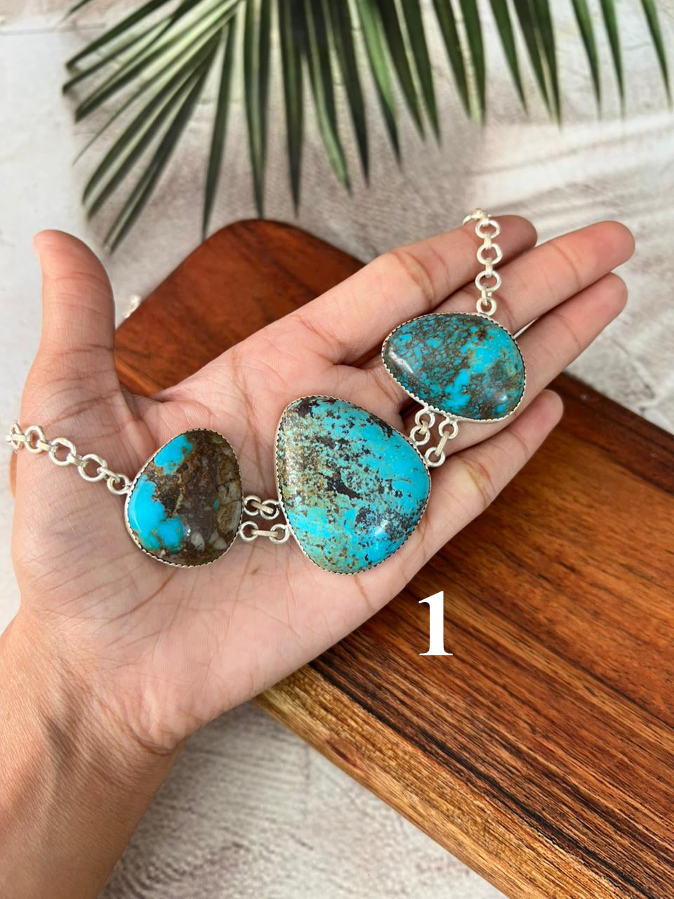 Handmade Sterling Silver Kingman Turquoise Collection: Choker Necklace "Signed Nizhoni" (1)