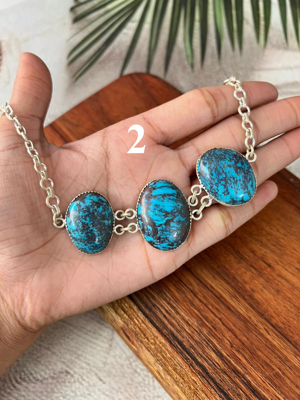 Handmade Sterling Silver Kingman Turquoise Collection: Choker Necklace "Signed Nizhoni" (1)