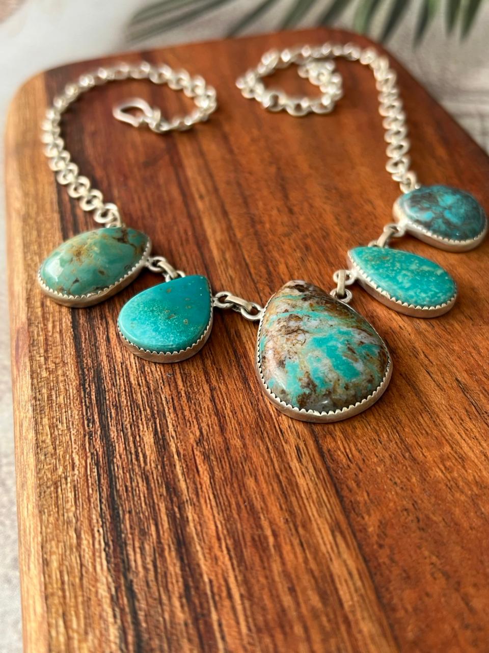 Handmade Sterling Silver Royston Turquoise Collection: Necklace "Signed Nizhoni"