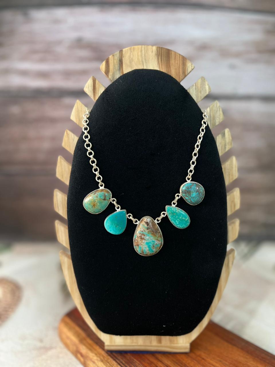 Handmade Sterling Silver Royston Turquoise Collection: Necklace "Signed Nizhoni"