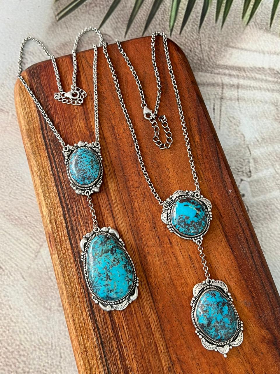 Handmade Sterling Silver Kingman Turquoise Collection: Necklace "Signed Nizhoni" (5)