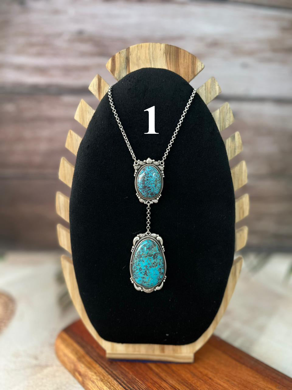 Handmade Sterling Silver Kingman Turquoise Collection: Necklace "Signed Nizhoni" (5)