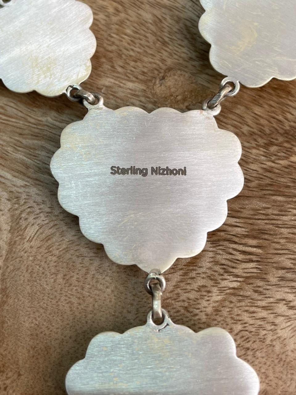 Handmade Sterling Silver Manassa Turquoise Heart Necklace "Signed Nizhoni"