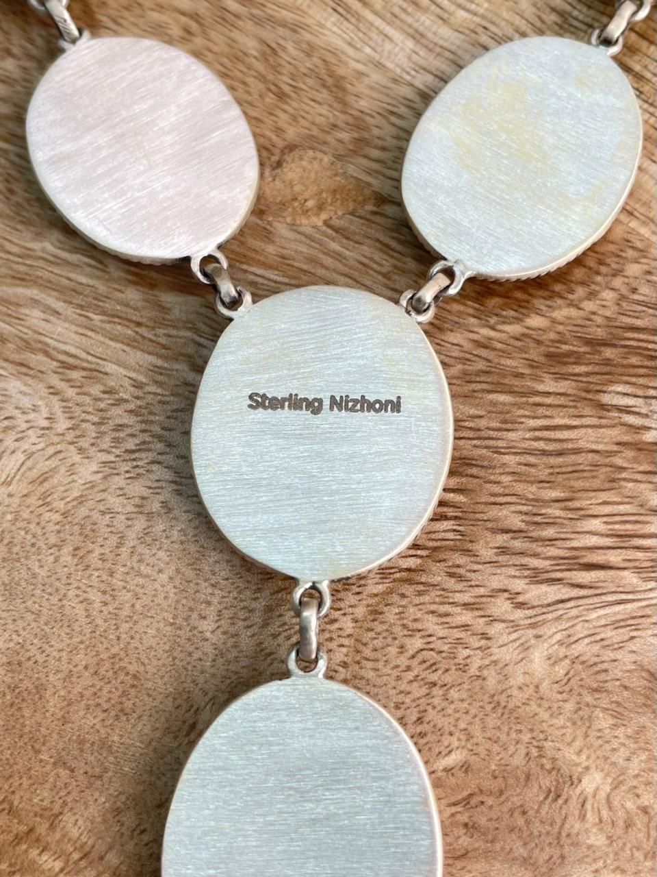 Handmade Sterling Silver Manassa Turquoise Necklace "Signed Nizhoni"