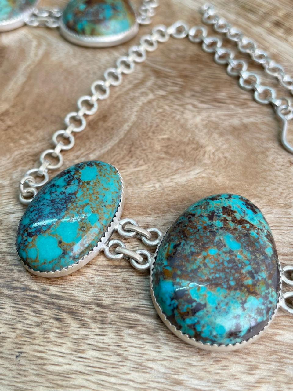 Handmade Sterling Silver Royston Turquoise Collection: Choker Necklace "Signed Nizhoni"