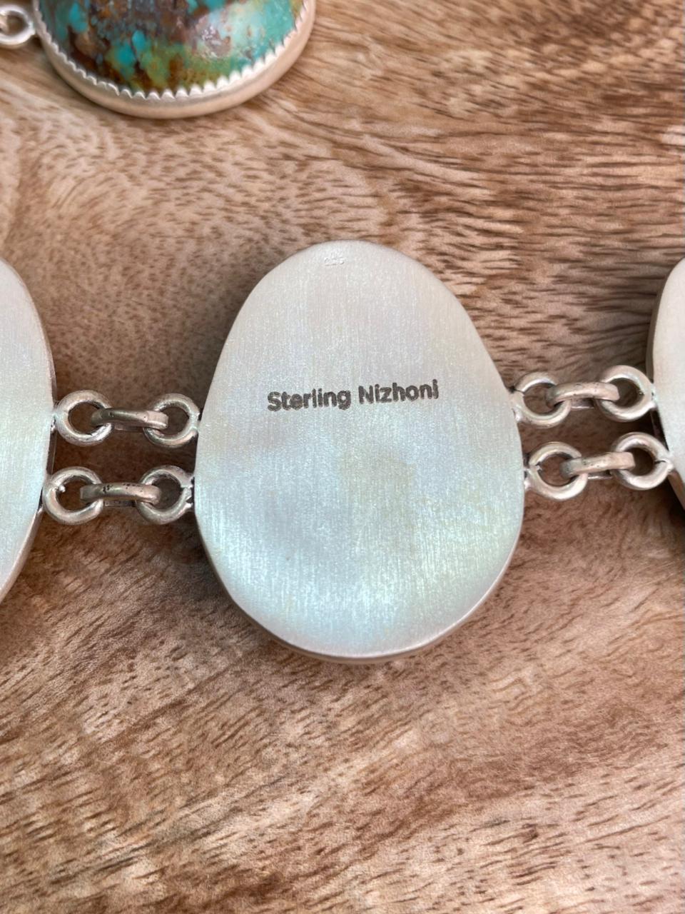 Handmade Sterling Silver Royston Turquoise Collection: Choker Necklace "Signed Nizhoni"