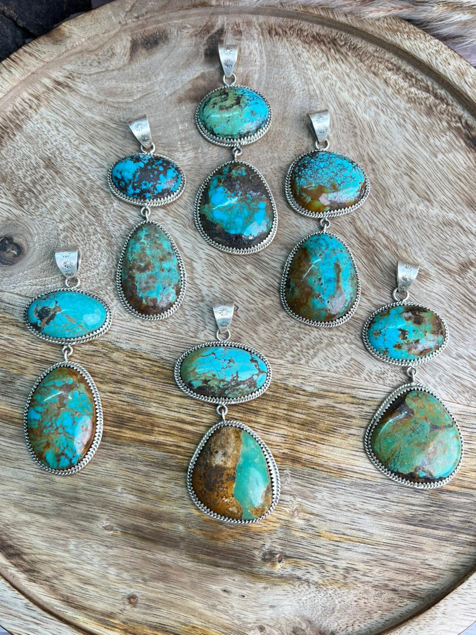 Handmade Sterling Silver Royston Turquoise Collection: Pendant "Signed Nizhoni"