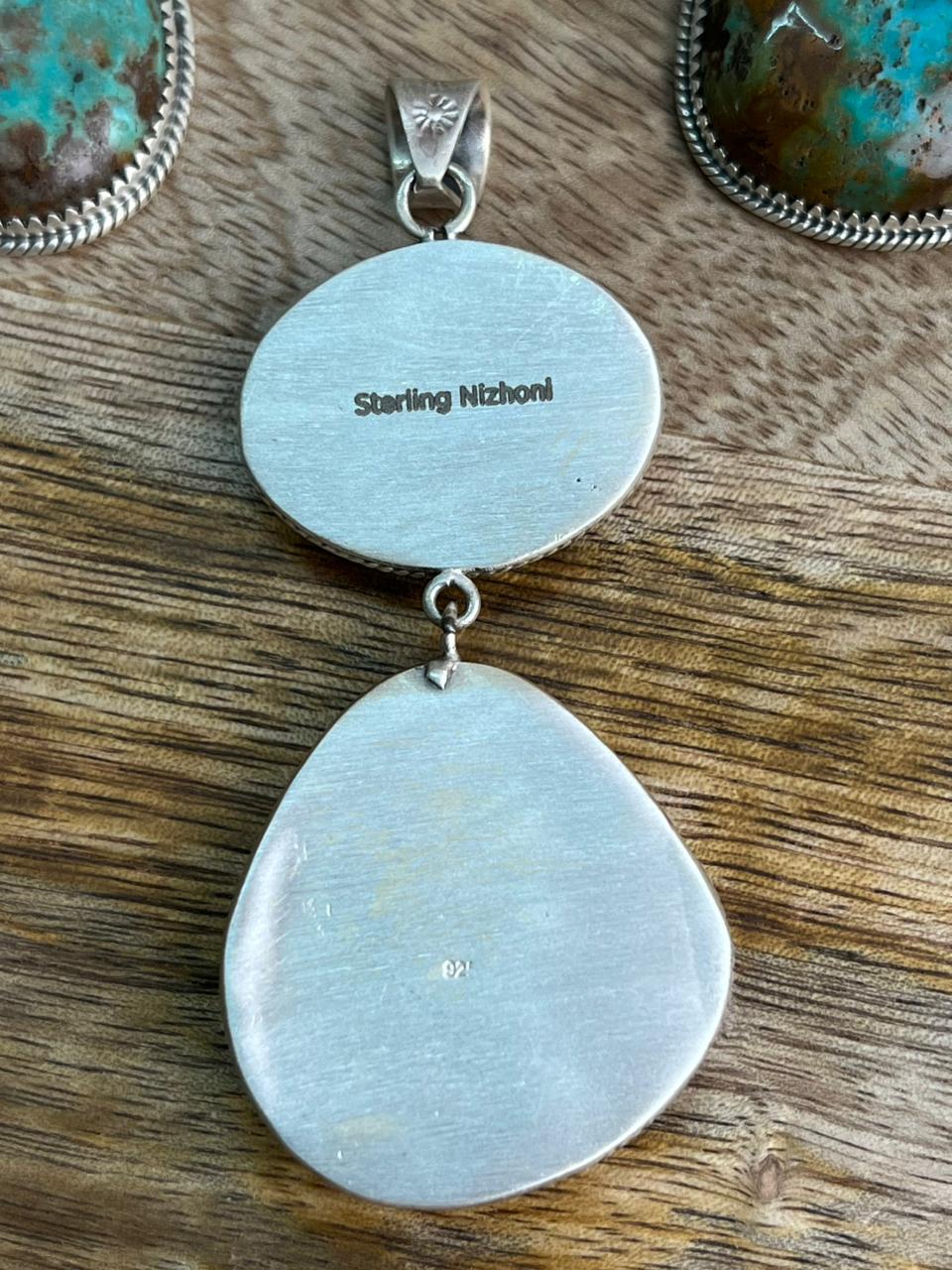 Handmade Sterling Silver Royston Turquoise Collection: Pendant "Signed Nizhoni"