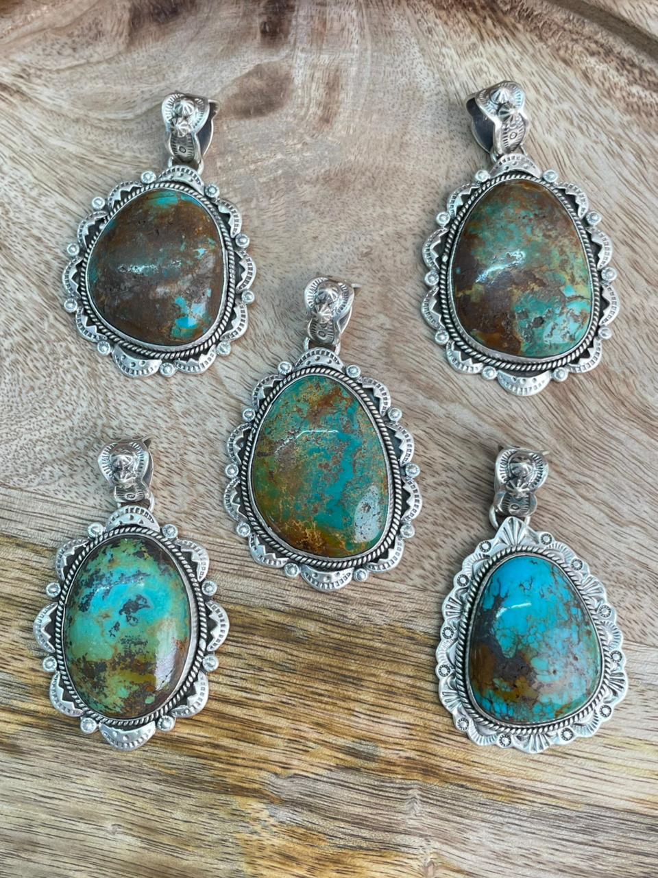 Handmade Sterling Silver Royston Turquoise Collection: Pendant "Signed Nizhoni"
