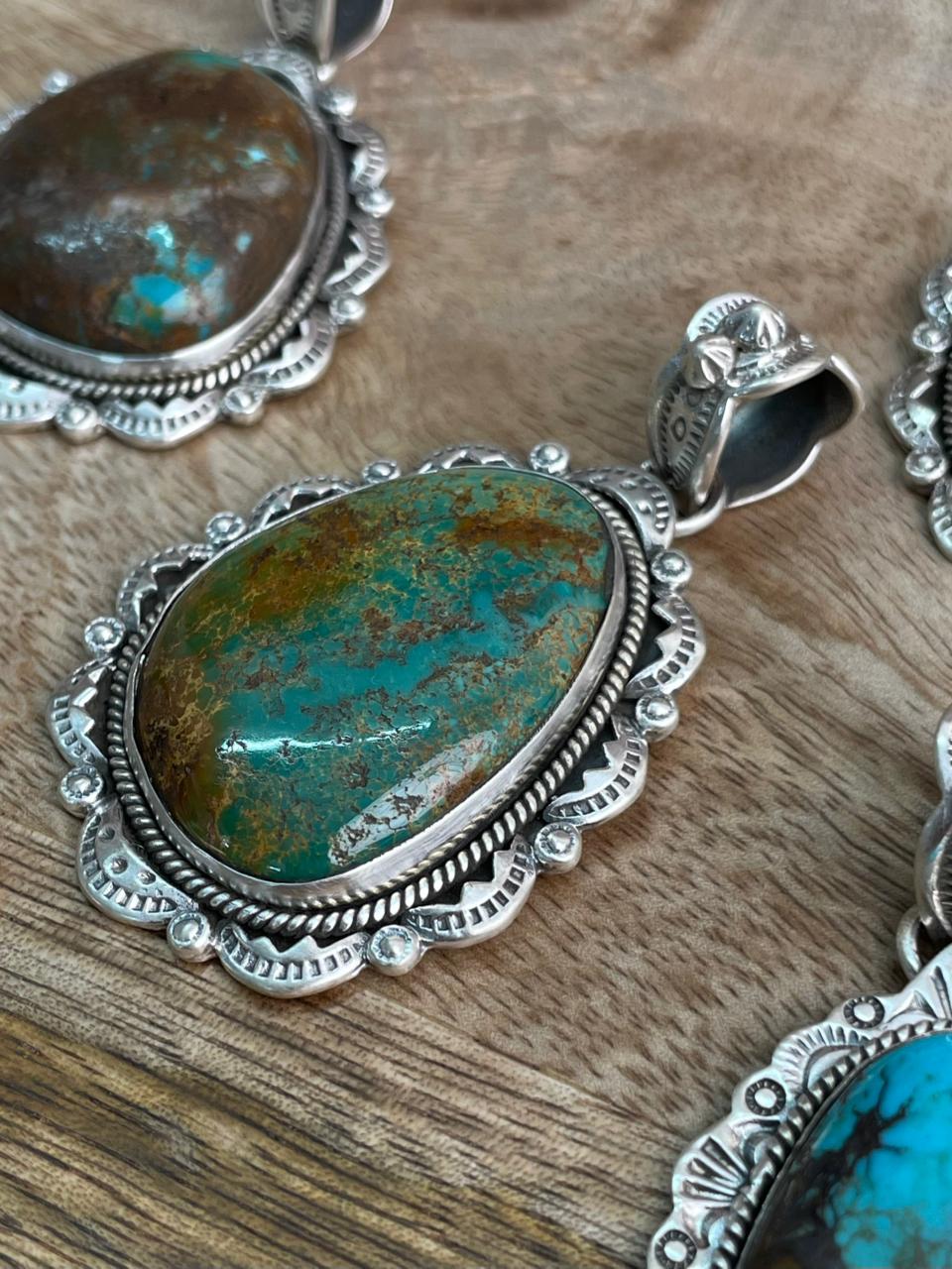 Handmade Sterling Silver Royston Turquoise Collection: Pendant "Signed Nizhoni"