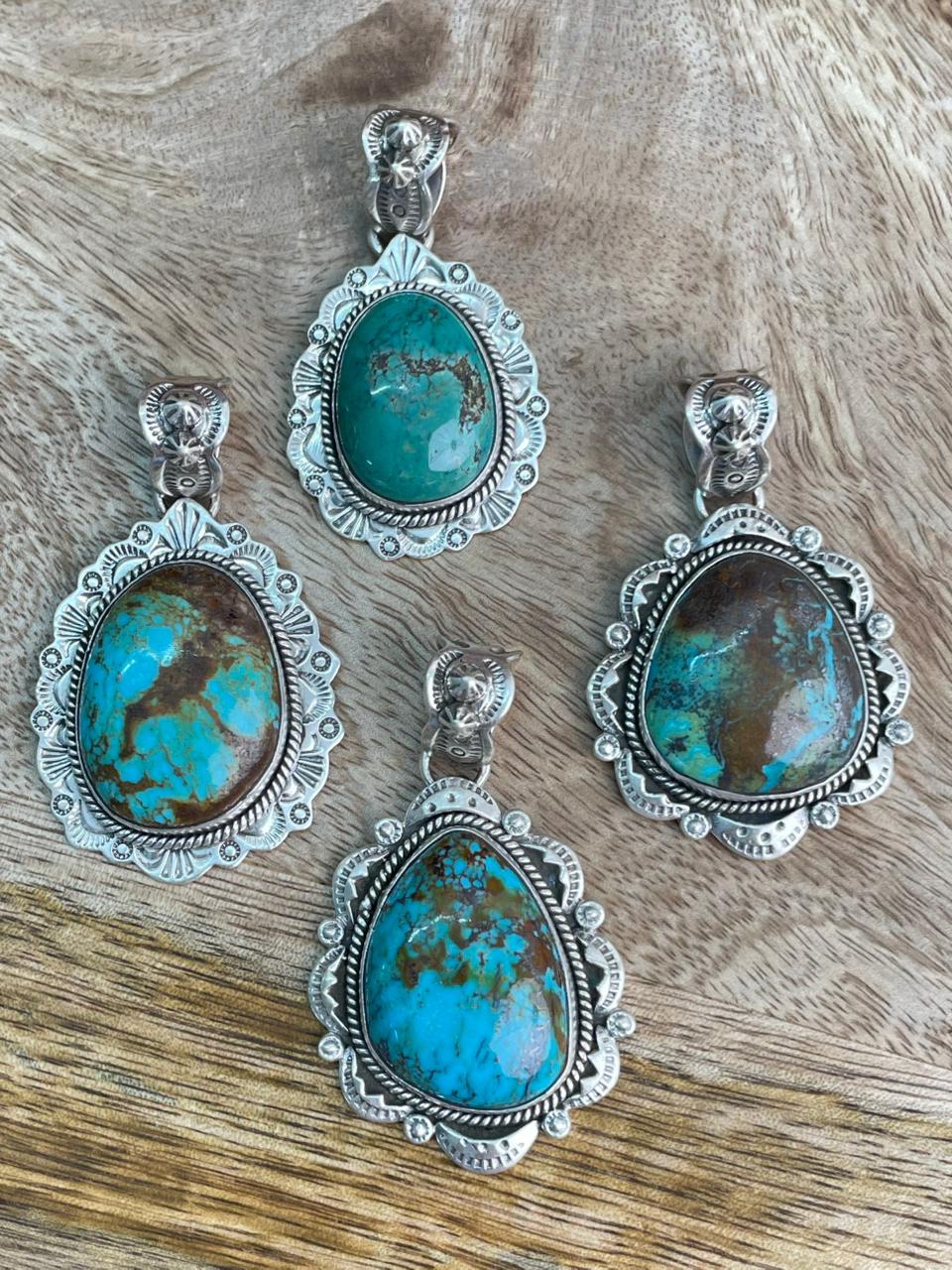 Handmade Sterling Silver Royston Turquoise Collection: Pendant "Signed Nizhoni"
