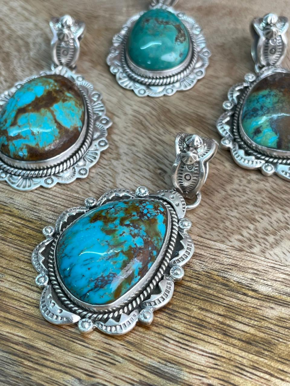 Handmade Sterling Silver Royston Turquoise Collection: Pendant "Signed Nizhoni"