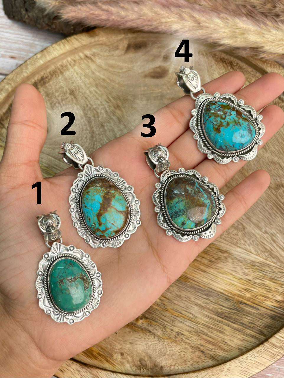 Handmade Sterling Silver Royston Turquoise Collection: Pendant "Signed Nizhoni"