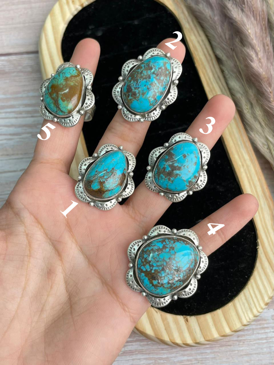 Handmade Sterling Silver Kingman Turquoise Collection: Adjustable Ring "Signed Nizhoni" (8)