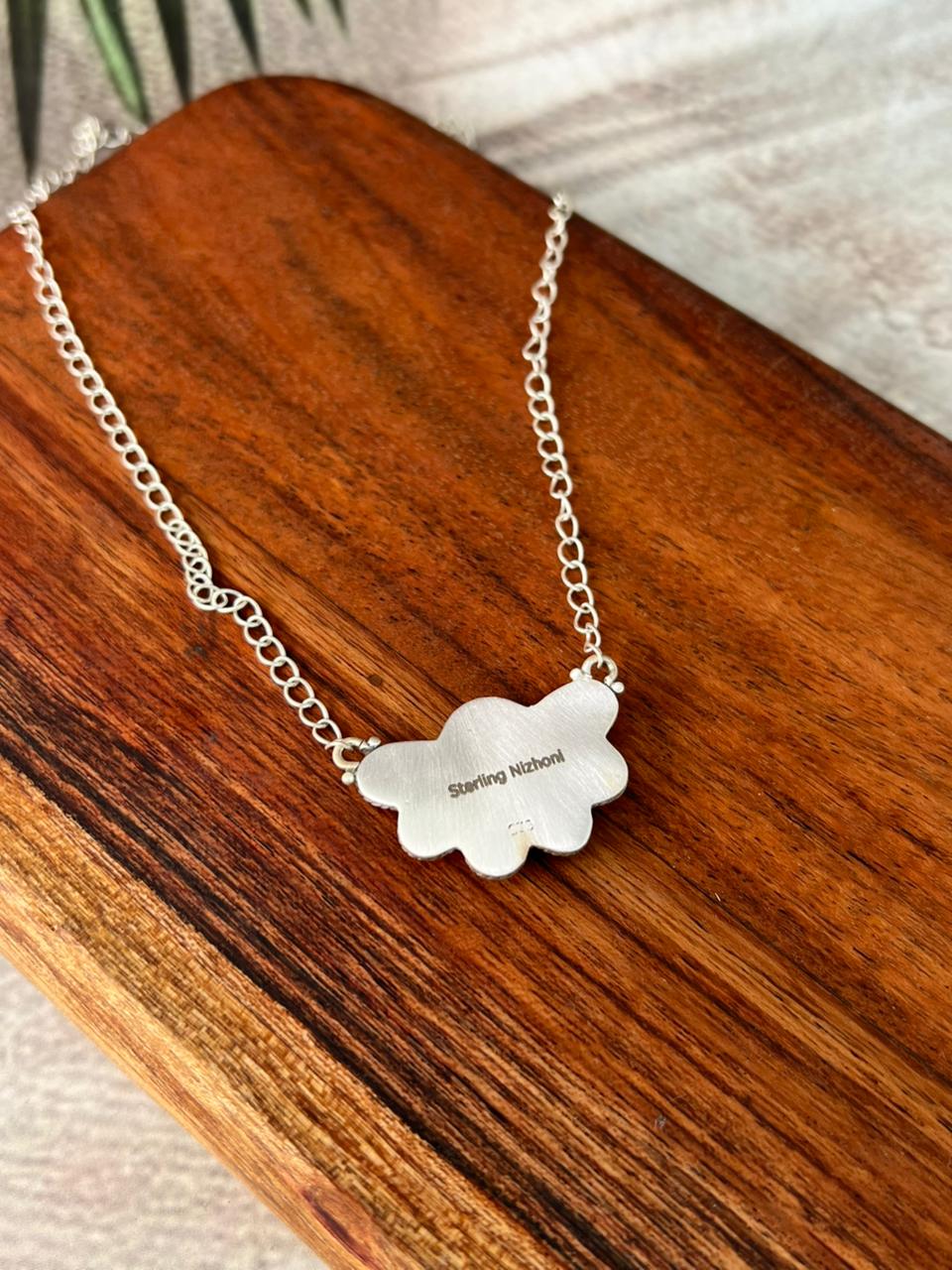 Handmade Sterling Silver Kingman Turquoise Necklace "Signed Nizhoni"