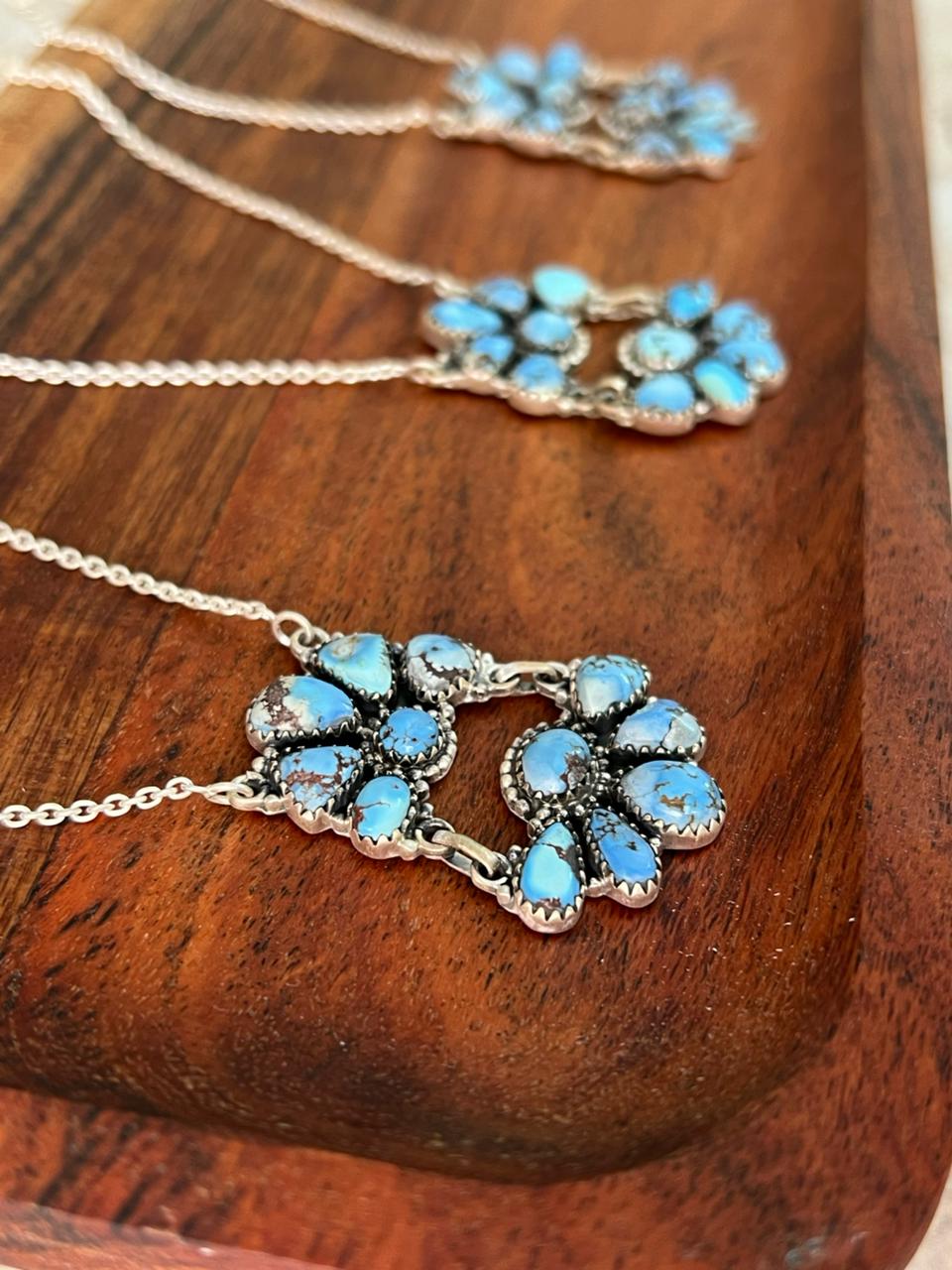 Handmade Sterling Silver Golden Hills Turquoise Necklace "Signed Nizhoni"