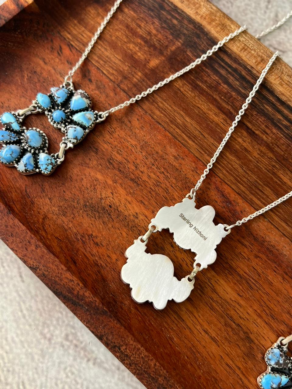 Handmade Sterling Silver Golden Hills Turquoise Necklace "Signed Nizhoni"