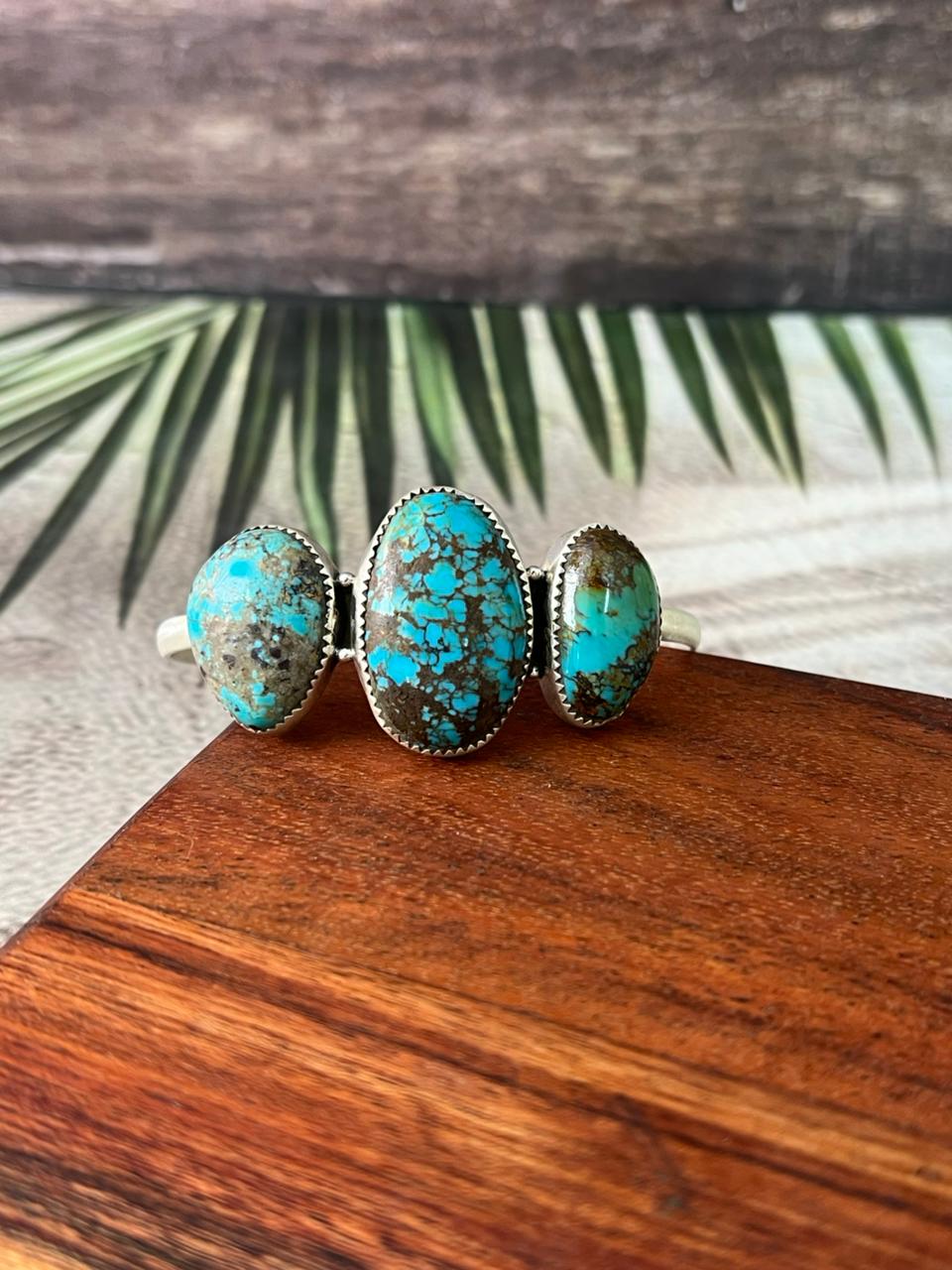 Handmade Sterling Silver Royston Turquoise Collection: Cuff Bracelet "Signed Nizhoni"
