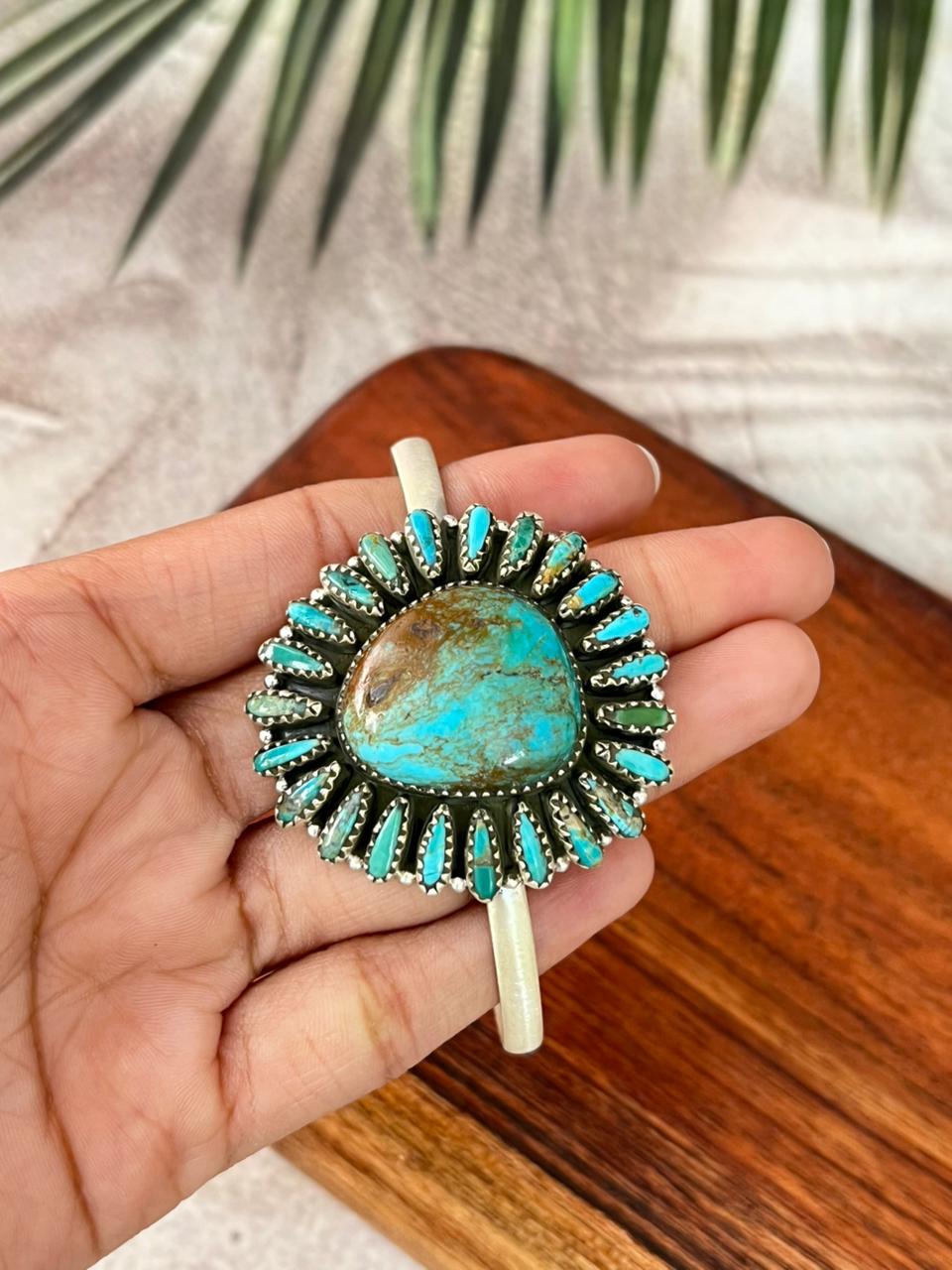 Handmade Sterling Silver Royston Turquoise Collection: Cuff Bracelet "Signed Nizhoni"