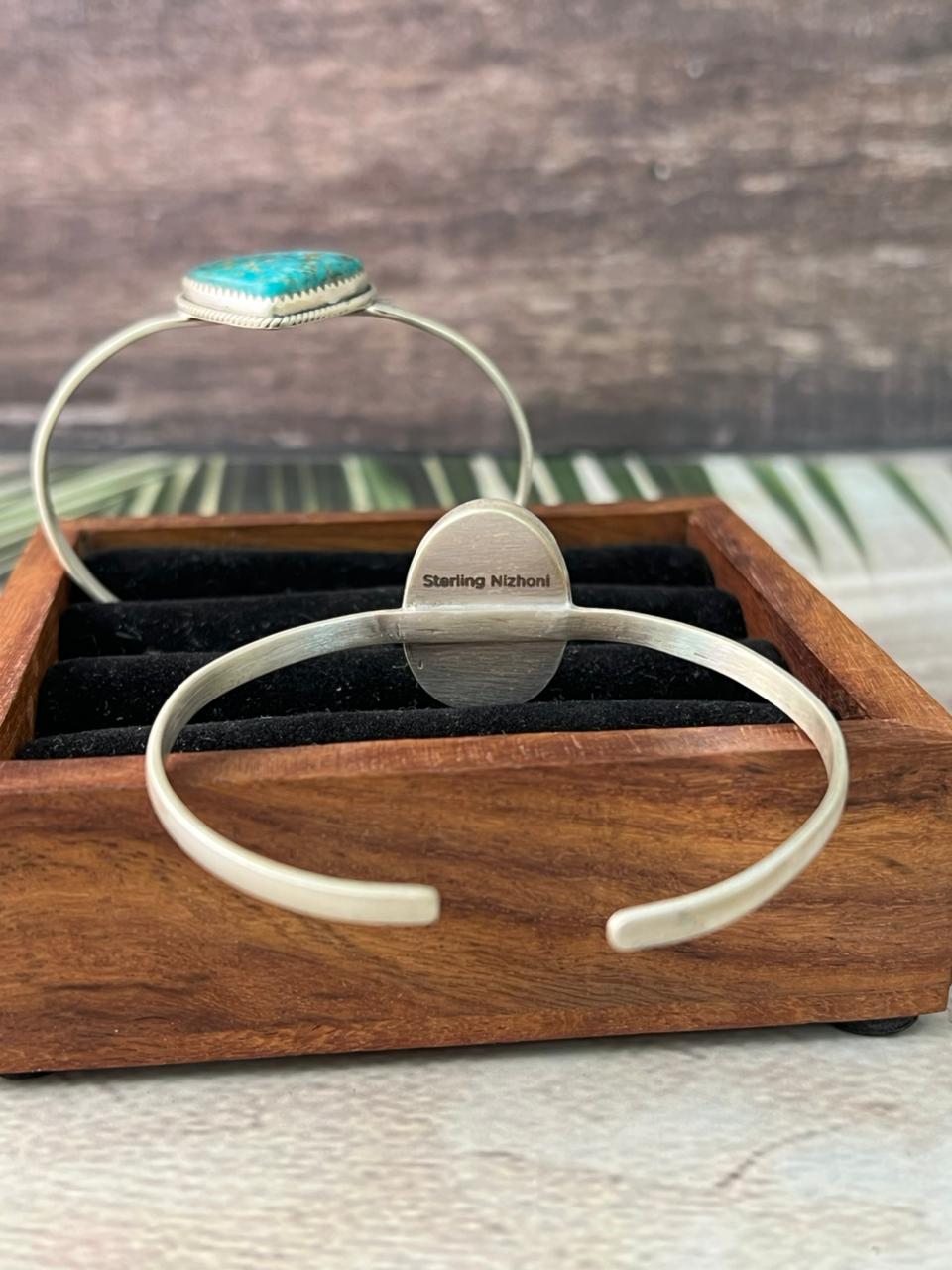 Handmade Sterling Silver Royston Turquoise Collection: Cuff Bracelet "Signed Nizhoni"