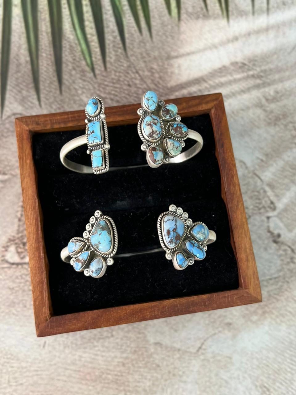 Handmade Sterling Silver Golden Hills Turquoise Cuff Bracelet "Signed Nizhoni"