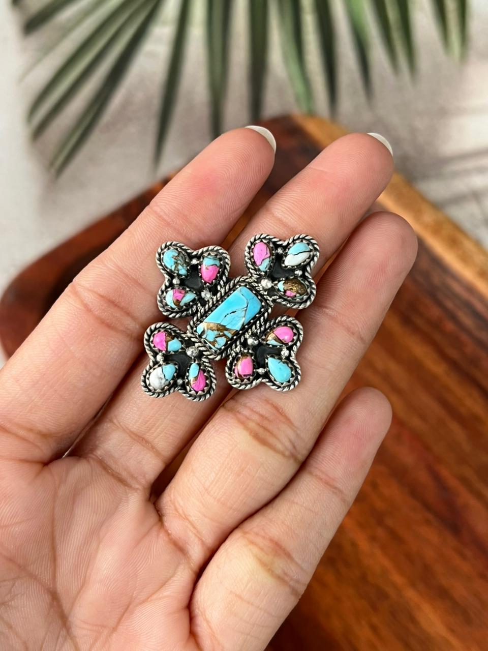 Handmade Sterling Silver Cotton Candy Adjustable Ring "Signed Nizhoni"