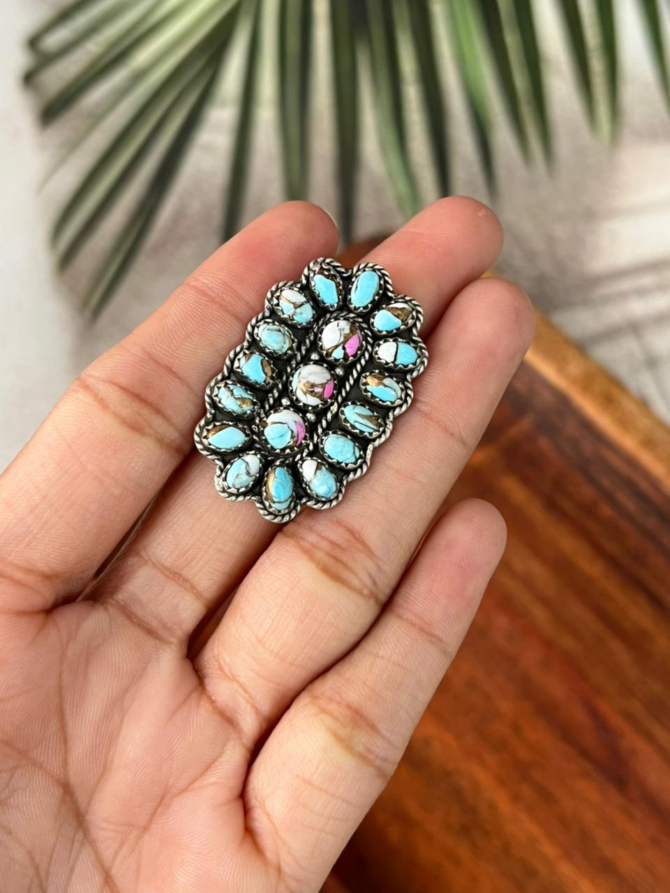 Handmade Sterling Silver Cotton Candy Adjustable Ring "Signed Nizhoni"