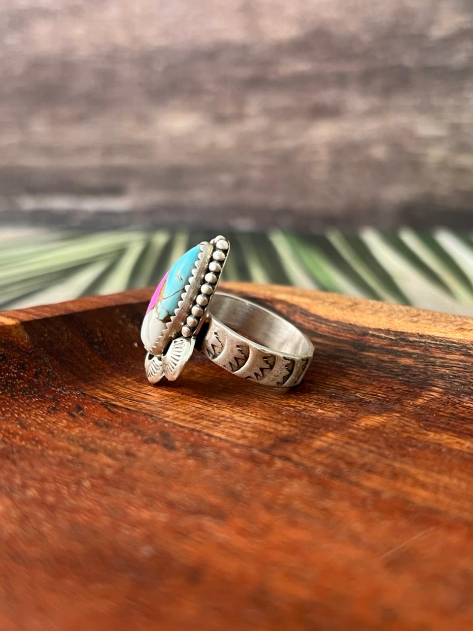Handmade Sterling Silver Cotton Candy Adjustable Ring "Signed Nizhoni"