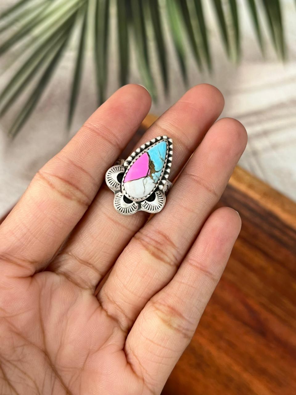 Handmade Sterling Silver Cotton Candy Adjustable Ring "Signed Nizhoni"