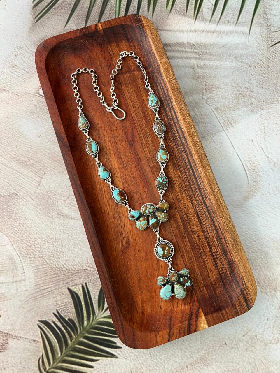Handmade Sterling Silver Number 8 Turquoise Necklace "Signed Nizhoni"