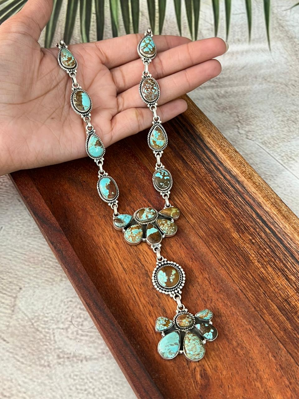 Handmade Sterling Silver Number 8 Turquoise Necklace "Signed Nizhoni"