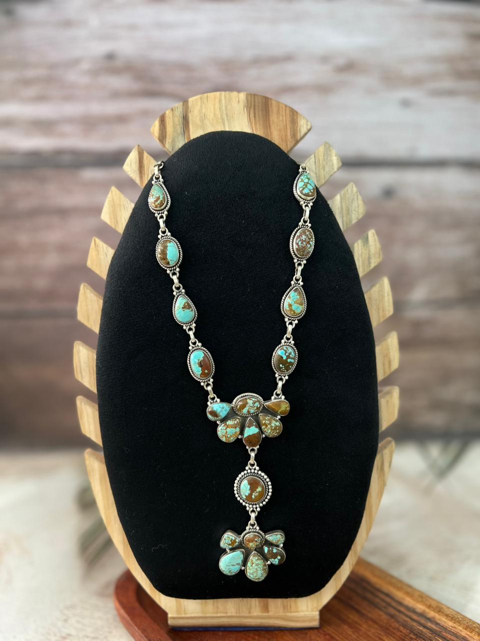 Handmade Sterling Silver Number 8 Turquoise Necklace "Signed Nizhoni"