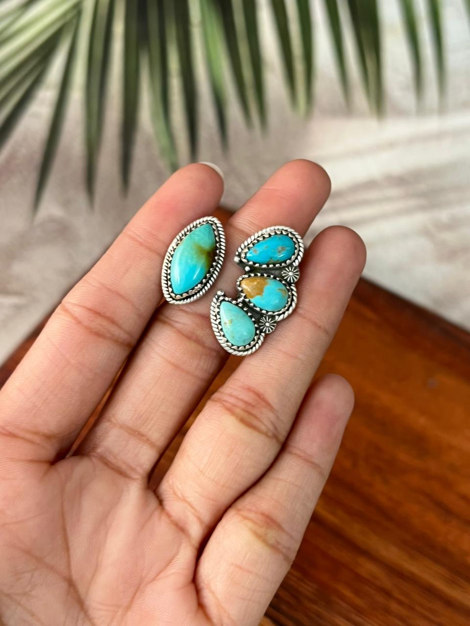 Handmade Sterling Silver Santa Maria Turquoise Adjustable Ring "Signed Nizhoni"