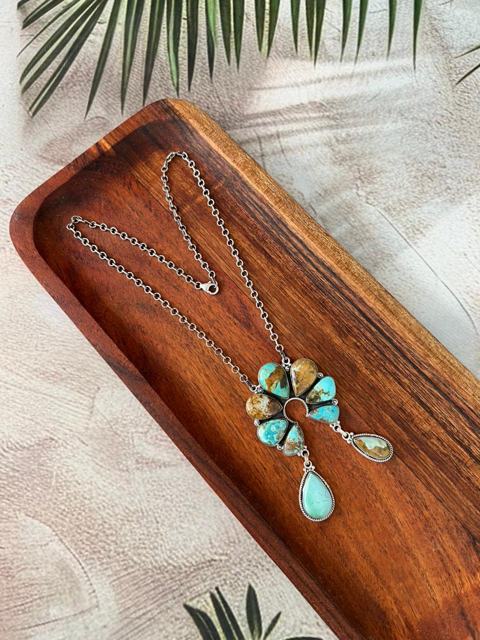 Handmade Sterling Silver Royston Turquoise Naja Necklace "Signed Nizhoni"