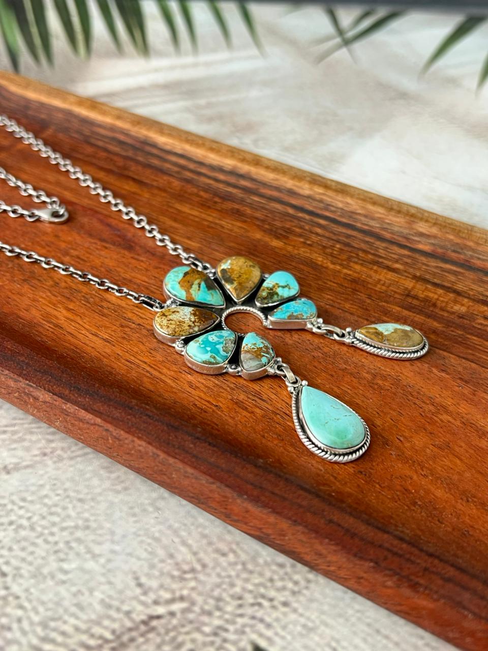 Handmade Sterling Silver Royston Turquoise Naja Necklace "Signed Nizhoni"