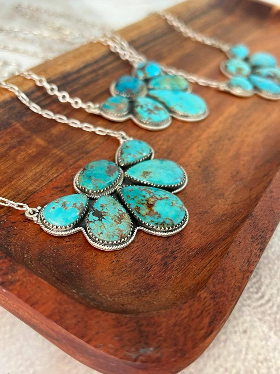 Handmade Sterling Silver Manassa Turquoise Necklace "Signed Nizhoni"