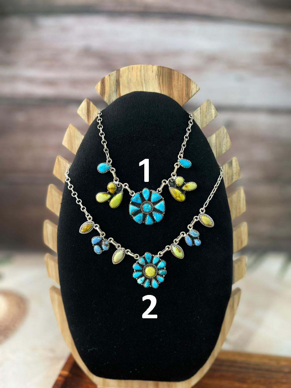 Handmade Sterling Silver Palomino with Golden Hills, Sierra Bella and Paloma Turquoise Necklace "Signed Nizhoni"