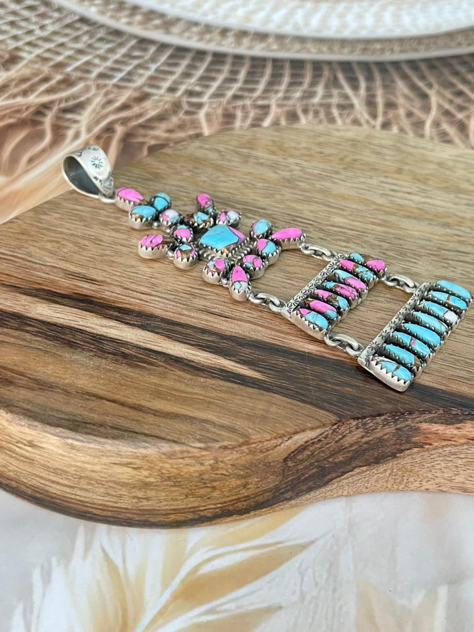 Handmade Sterling Silver Cotton Candy Pendant Signed Nizhoni (5)