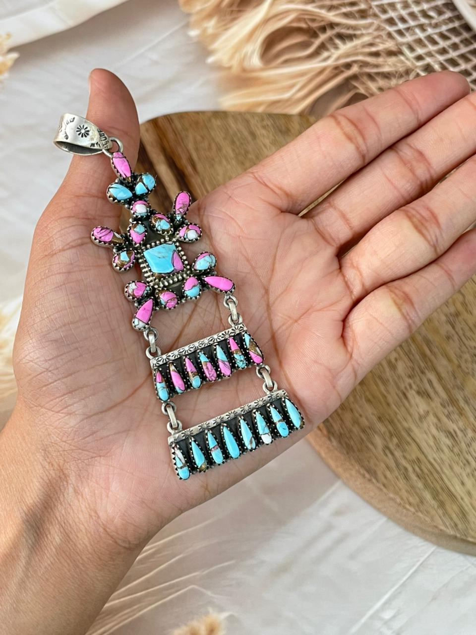 Handmade Sterling Silver Cotton Candy Pendant Signed Nizhoni (5)