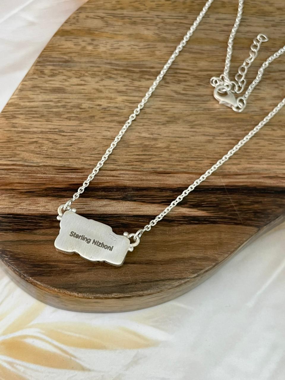 Handmade Sterling Silver Cotton Candy with Paloma Turquoise Necklace Signed Nizhoni